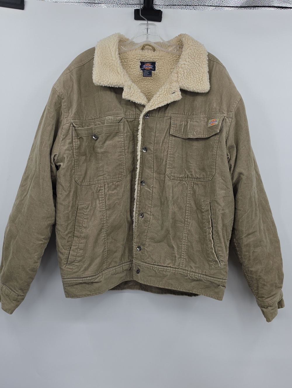 Dickies Men’s Sherpa-Lined Corduroy Jacket in Olive Size XL